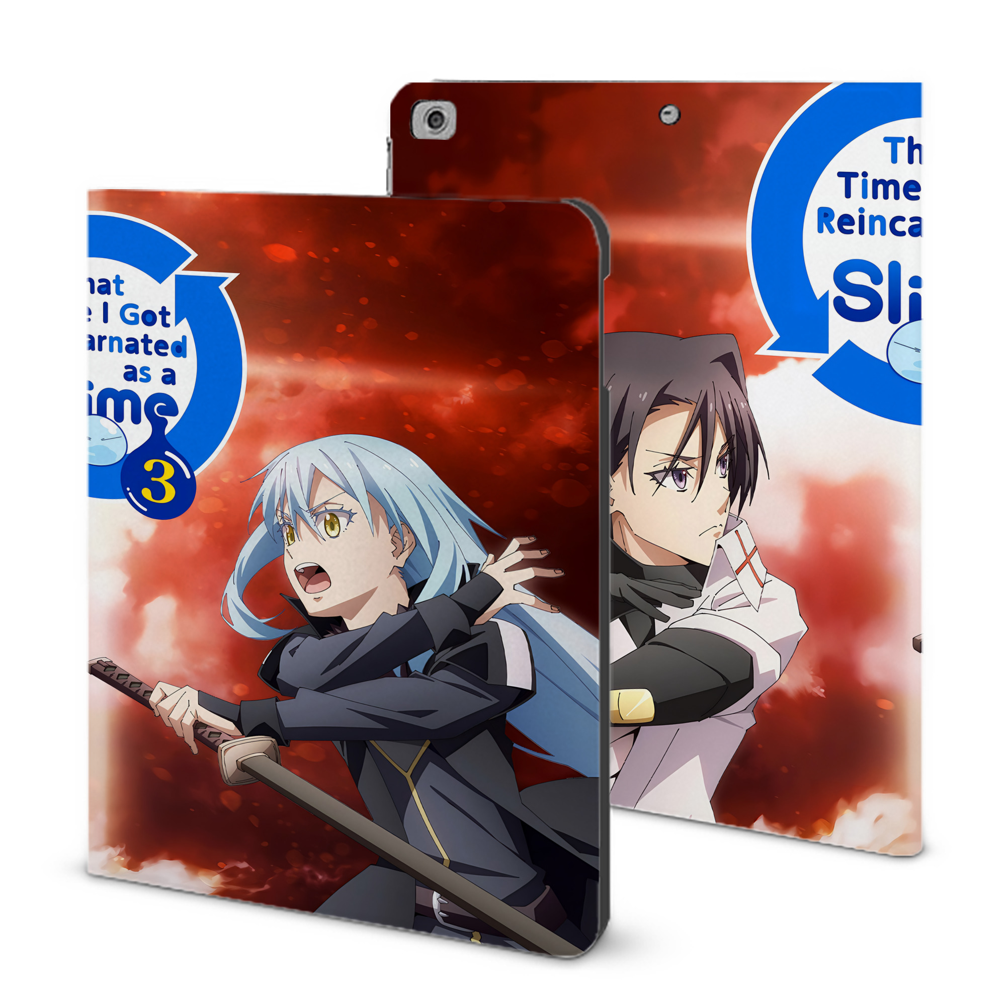 （画像用） 転スラ Regarding Reincarnated to Slime IPad ケース ブック型 PUレザー TPU 耐衝撃 軽量 薄型 ペン収納なし 全面保護 IPad 各モデル対応